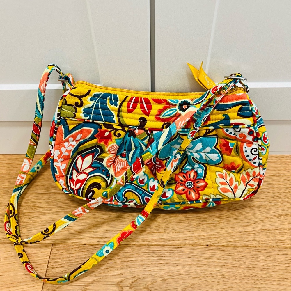 Vera Bradley Yellow and Blue Floral Mini Bag